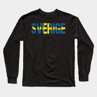 Sverige Sweden Flag Distressed Long Sleeve T-Shirt